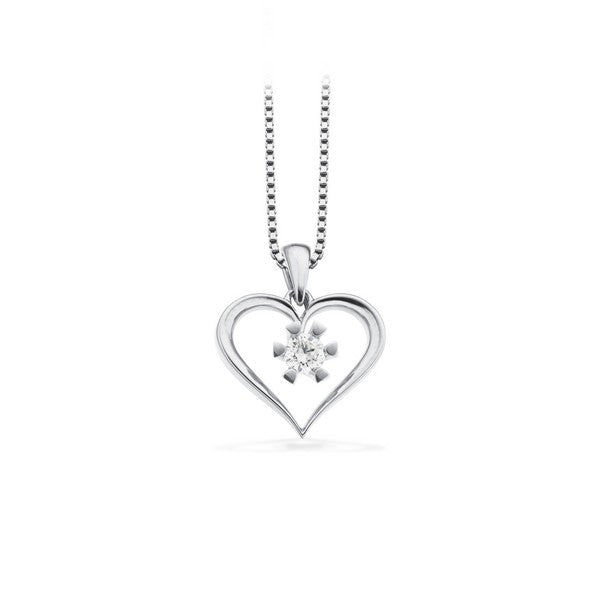 Vida hjertevedhæng i 8 kt hvidguld med diamant 0,03–0,25 ct fra Scrouples